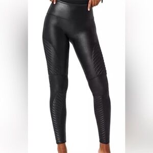 SPANX Moto Black Faux Leather Leggings